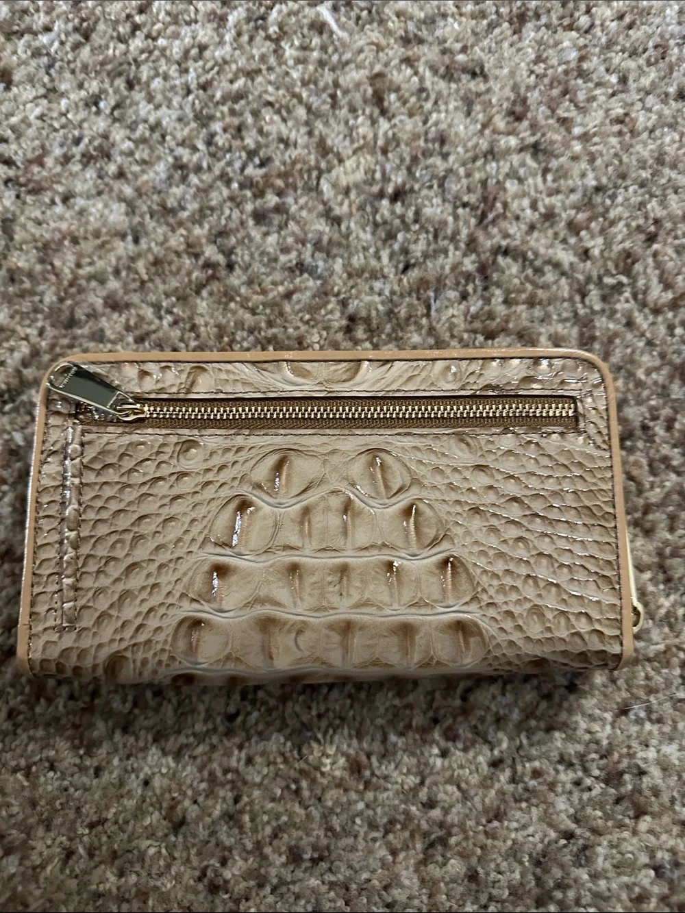 Brahmin Multicolor Iridescent Croc-Embossed Zip Wallet - Pink, Orange & Tan - Picture 2 of 3